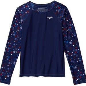 Speedo girls long sleeve color block Rashguard UPF50+ size medium